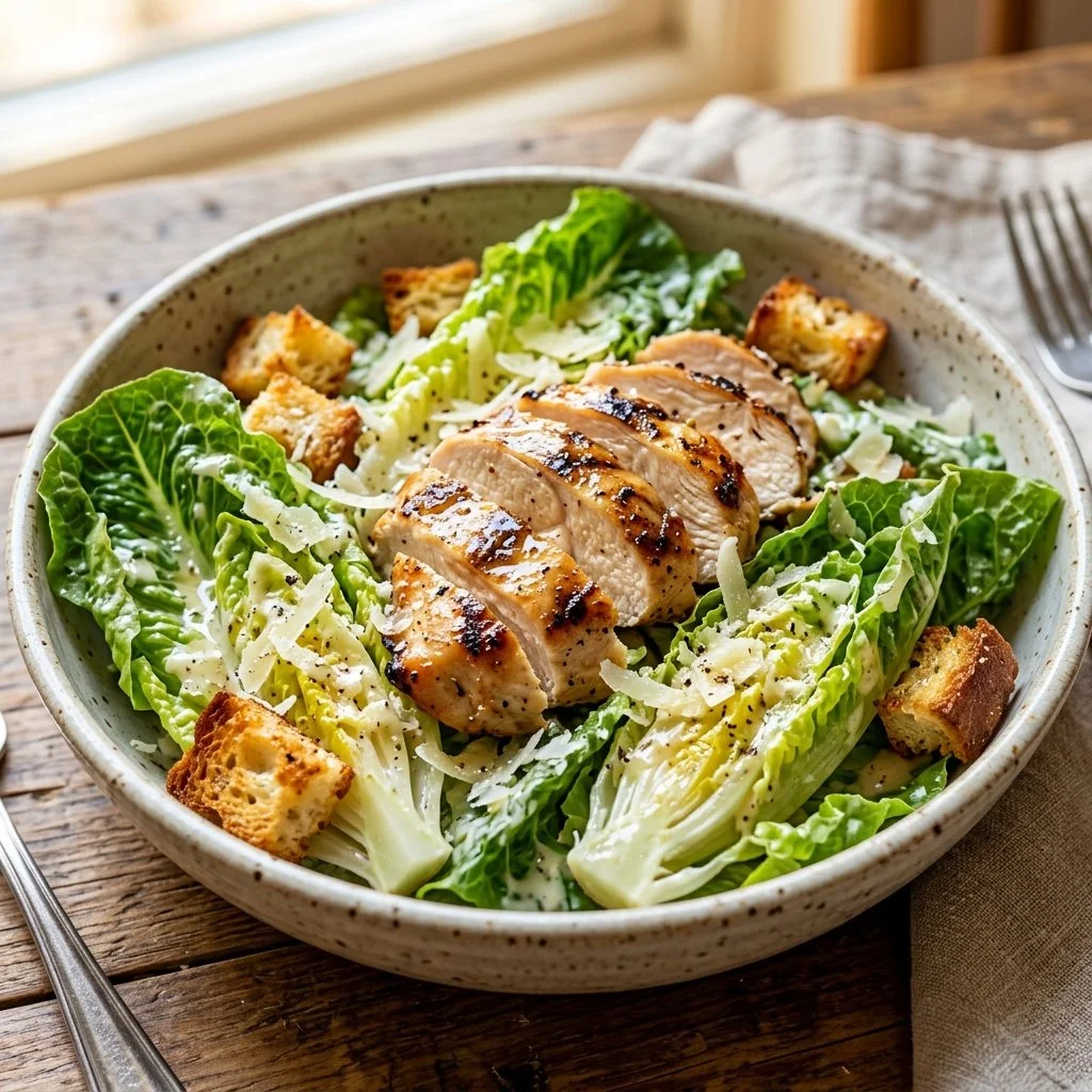 Delicious Chicken Caesar Salad with grilled chicken and fresh ingredients