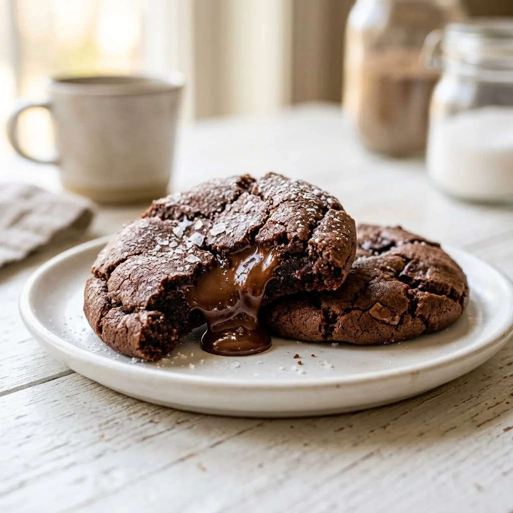 Delicious Chocolate Lava Cookies with molten chocolate center