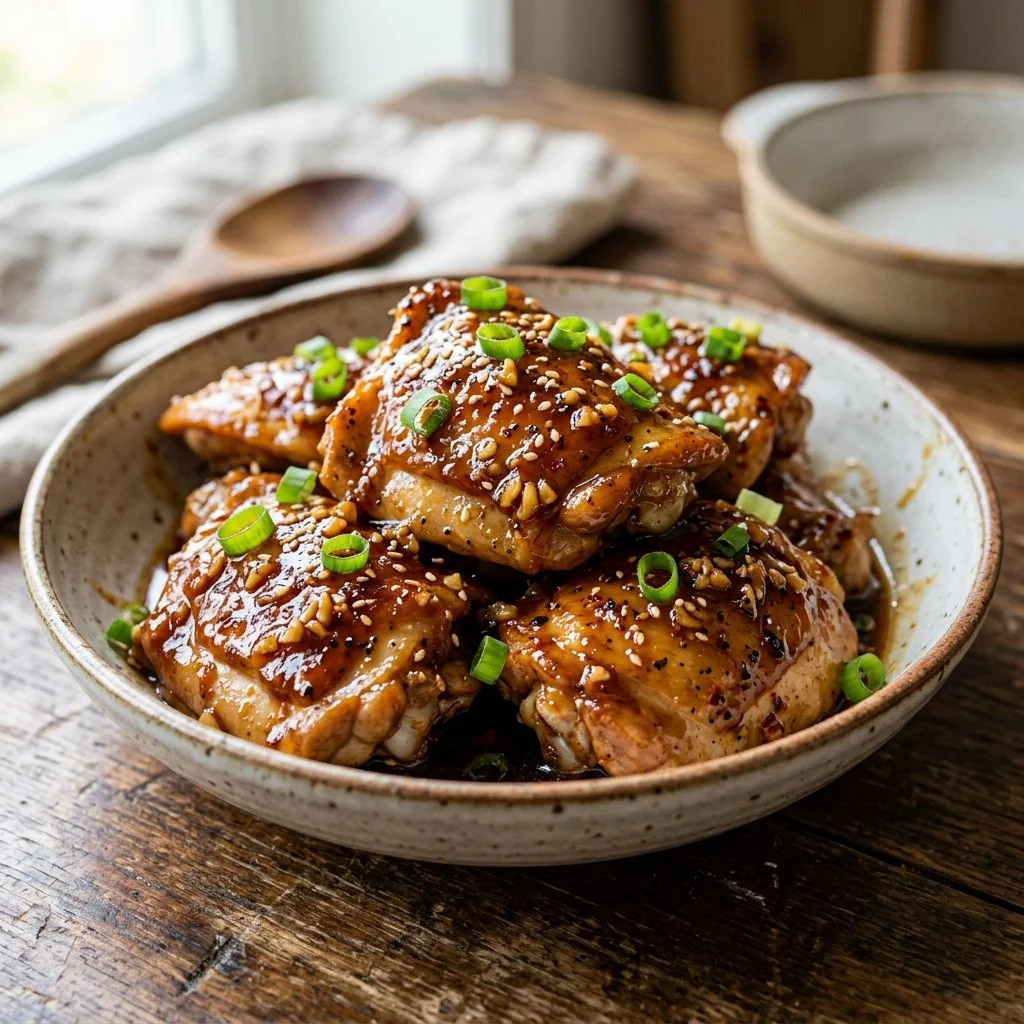 Delicious Honey Garlic Chicken served with vegetables on a plate