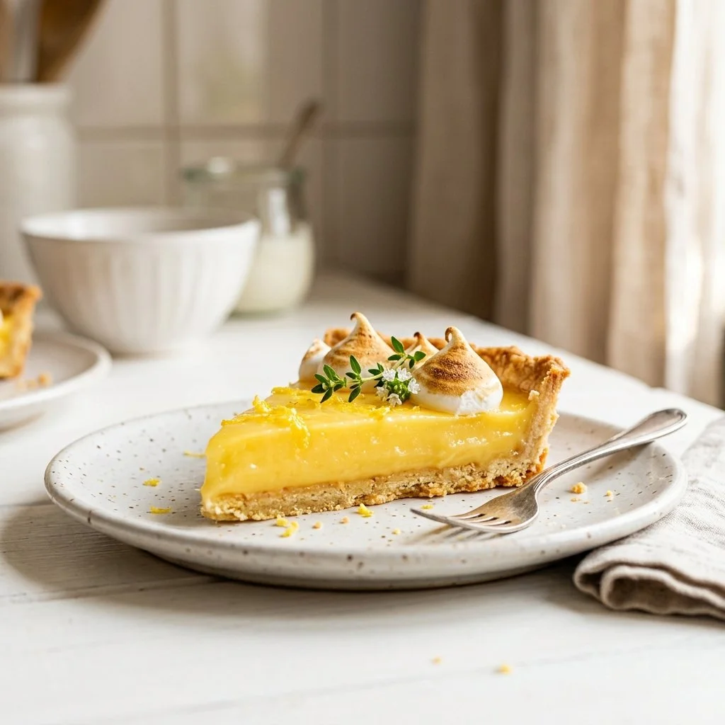 Delicious lemon tart with a golden crust and vibrant lemon filling