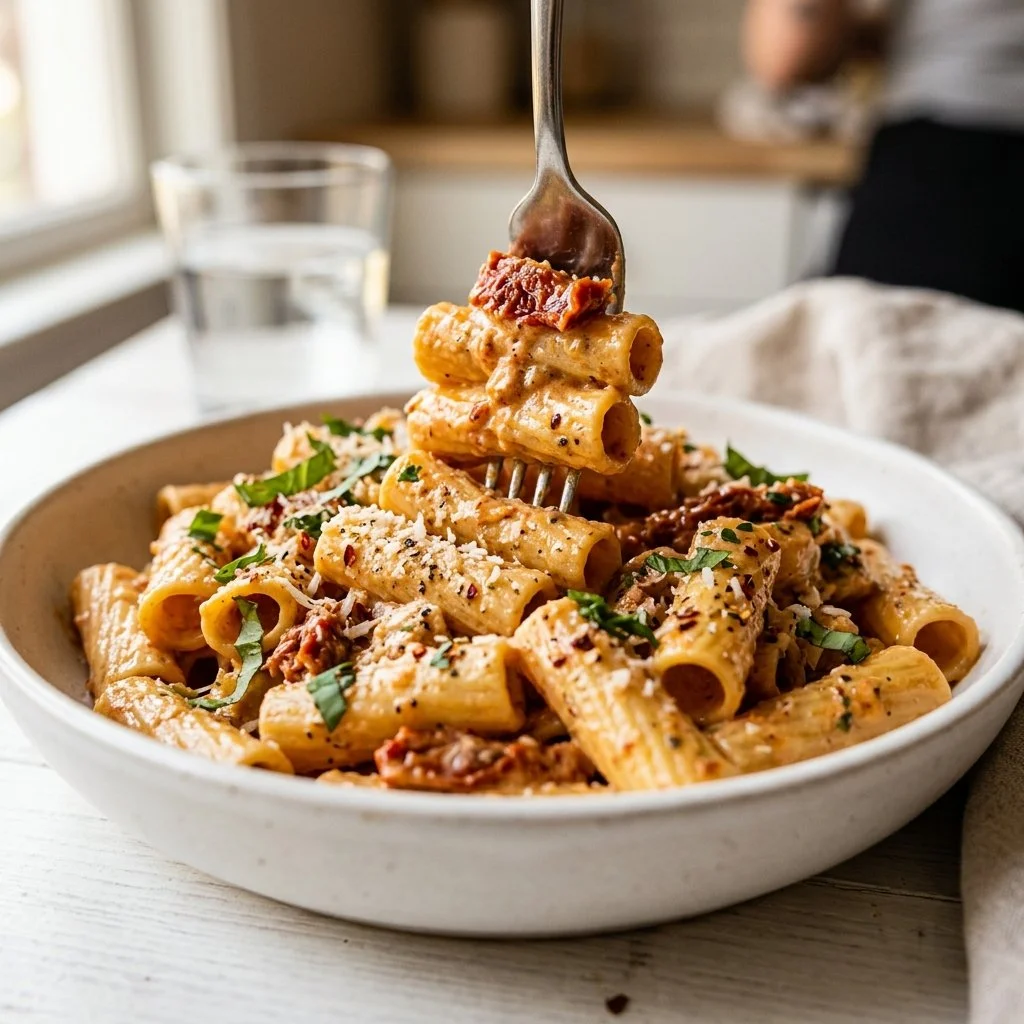Delicious Marry Me Pasta topped with fresh herbs and cheese