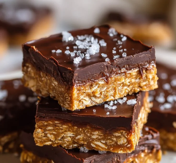 Delicious no-bake oat bars made with chocolate and peanut butter
