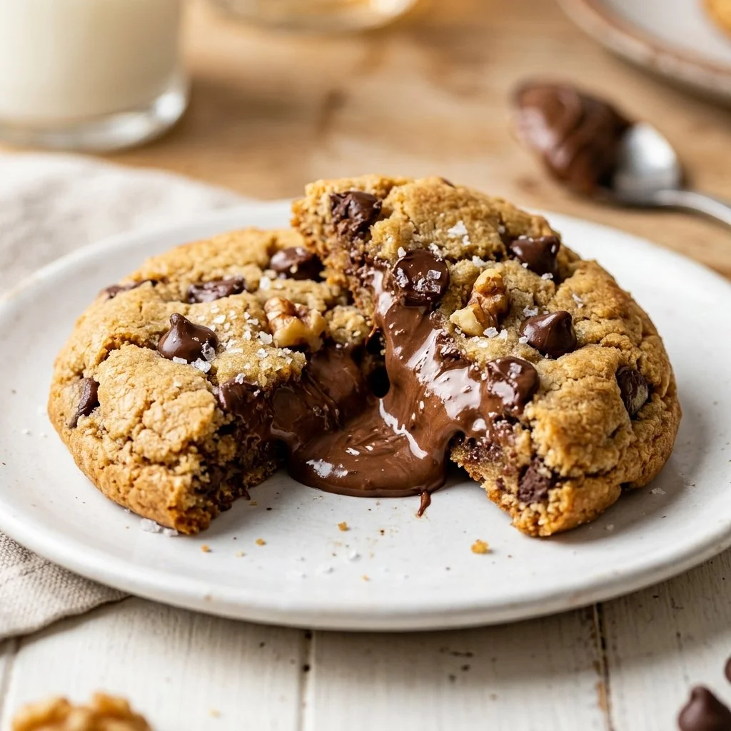 Delicious Nutella stuffed cookies fresh out of the oven