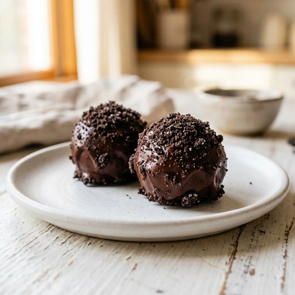 Decadent homemade Oreo Truffles ready to serve on a plate