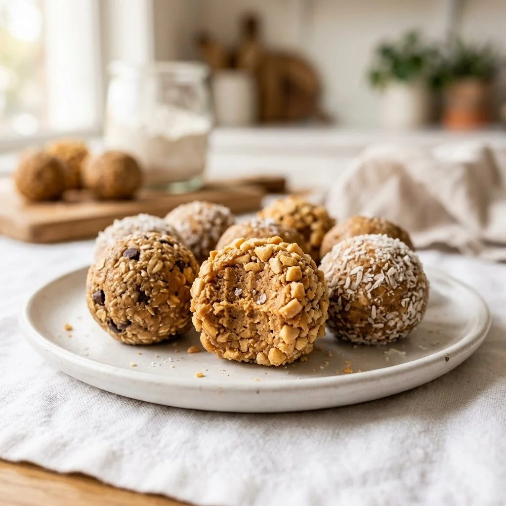 Delicious homemade Peanut Butter Balls on a plate.