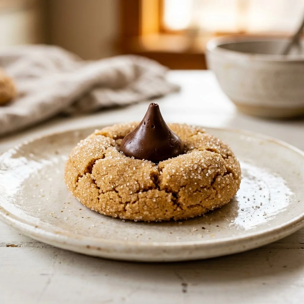 Delicious Peanut Butter Blossoms Cookies topped with chocolate kisses