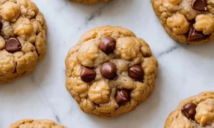 Freshly baked Peanut Butter Chickpea Cookies on a cooling rack