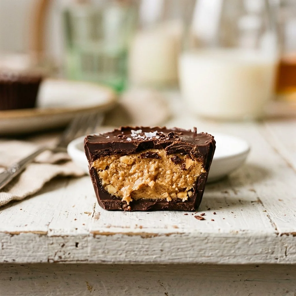 Delicious homemade Peanut Butter Chocolate Cups on a plate