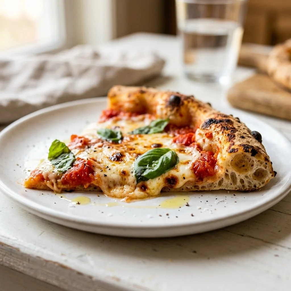 Delicious Pizza Margherita with fresh basil, mozzarella, and tomato sauce