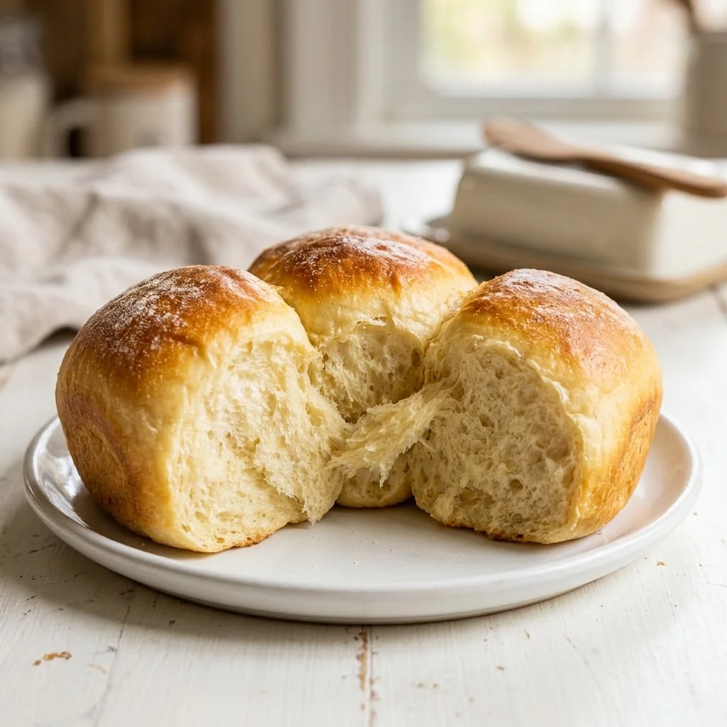 Homemade soft dinner rolls fresh out of the oven