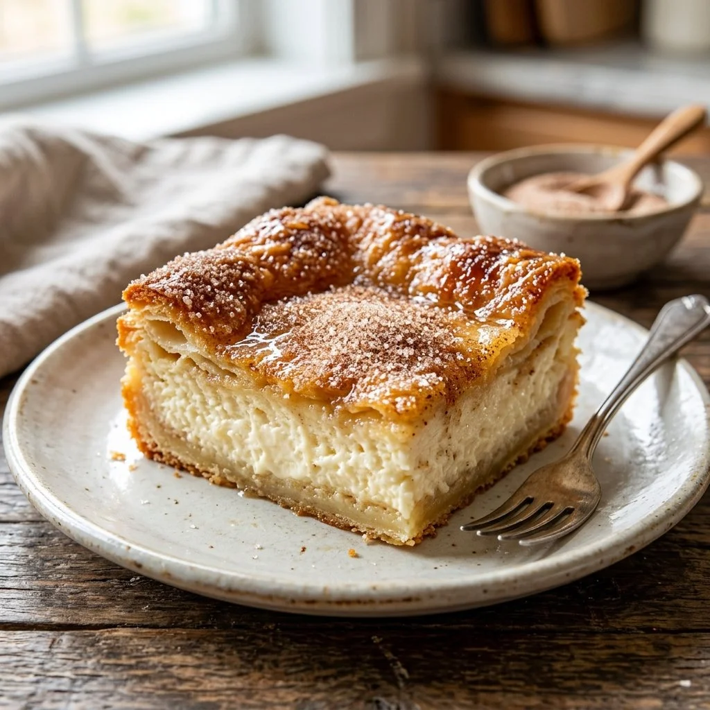 Delicious Sopapilla Cheesecake Bars on a dessert plate