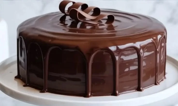 Delicious homemade sour cream chocolate cake with rich frosting