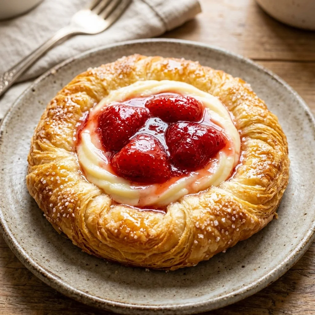 Delicious strawberry cream cheese danishes fresh out of the oven
