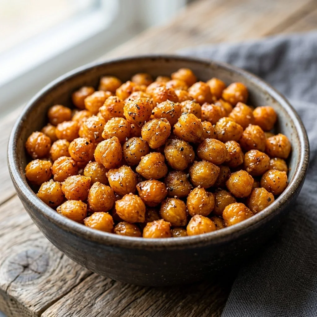 Crispy air fryer chickpeas served in a bowl