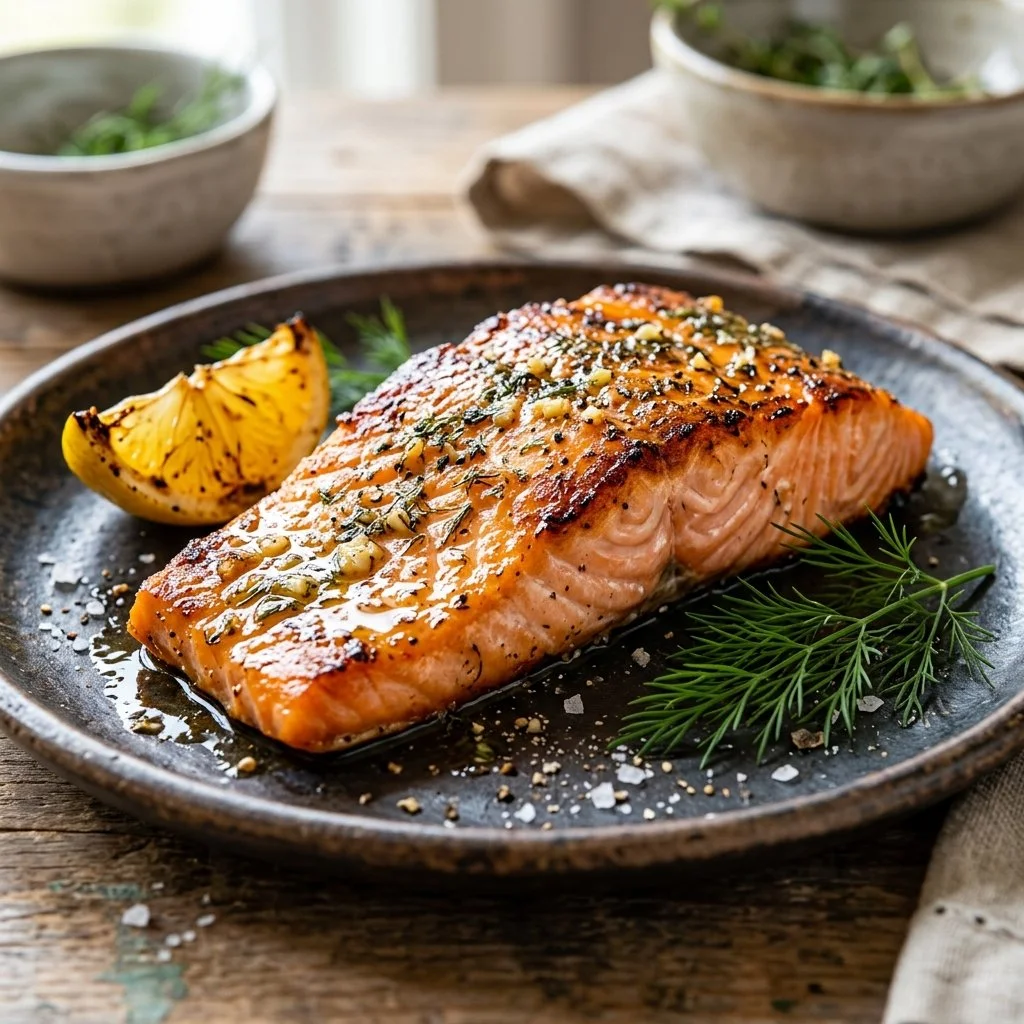 Delicious air fryer salmon fillet cooked to perfection