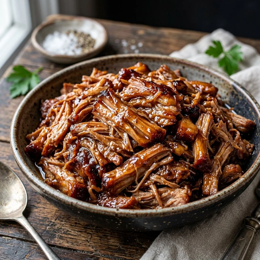 Delicious BBQ pulled pork on a bun with coleslaw and barbecue sauce