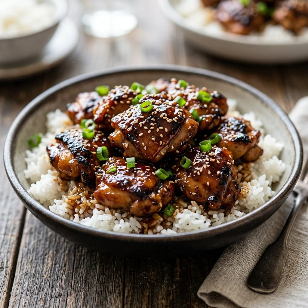 Delicious Bourbon Chicken served with vibrant vegetables on a plate