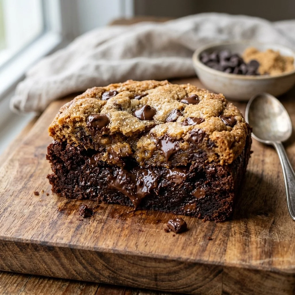 Delicious homemade Brookies combining brownies and cookies in one treat