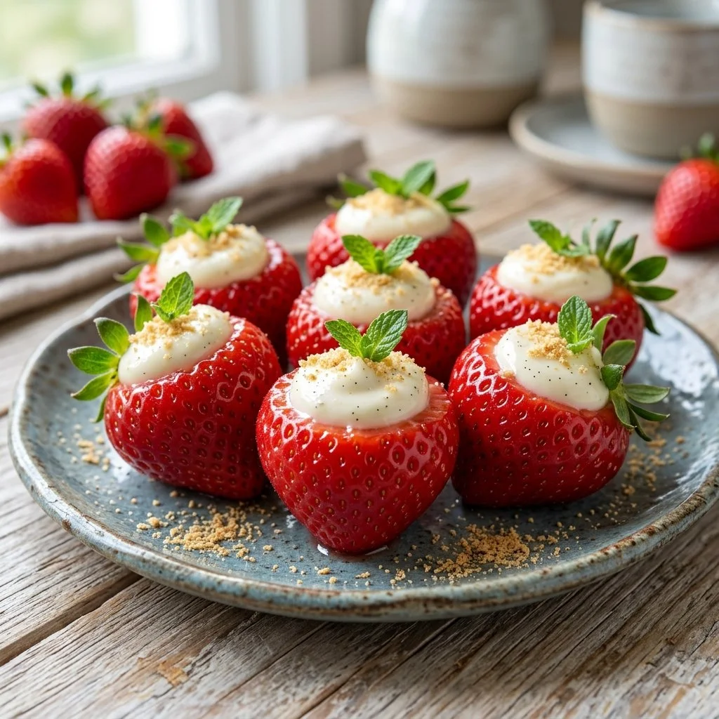 Delicious cheesecake stuffed strawberries for a perfect dessert treat