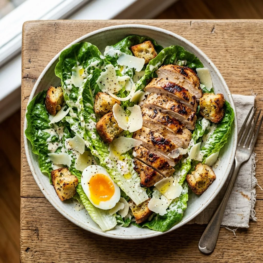 Delicious Chicken Caesar Salad with grilled chicken and fresh romaine lettuce