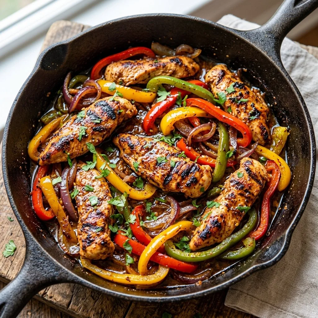 Delicious Chicken Fajita Skillet with vibrant vegetables and spices