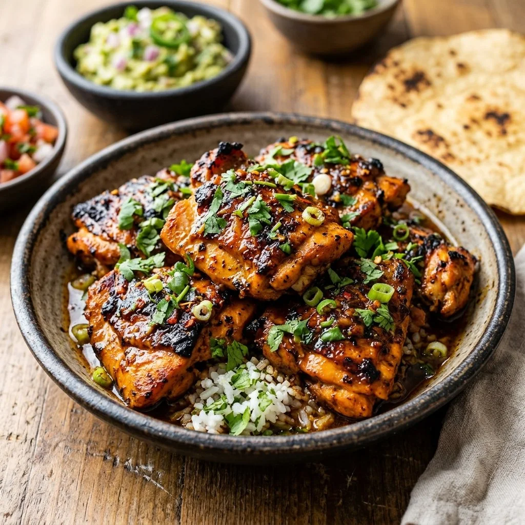 Delicious homemade Chipotle chicken served in a burrito bowl