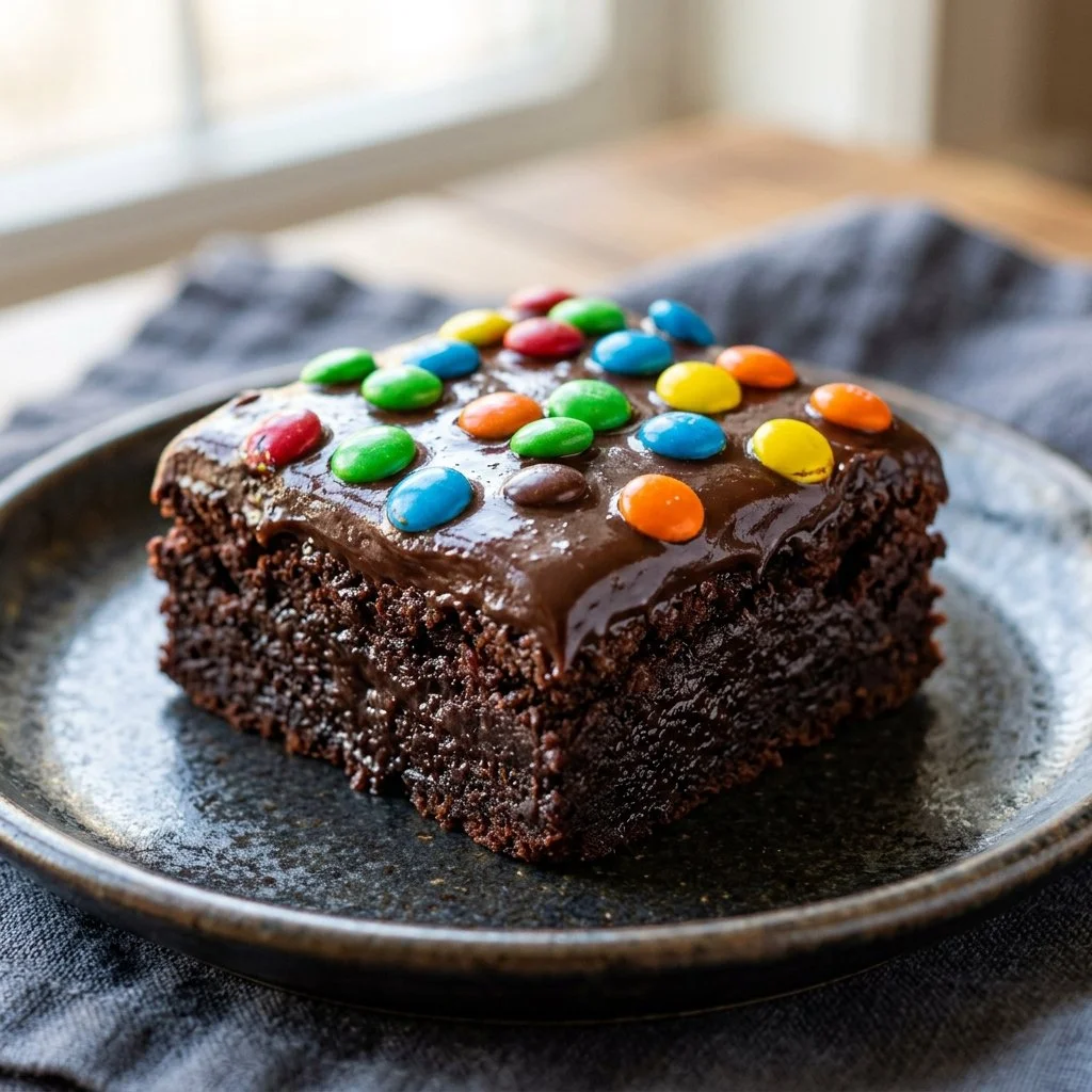 Delicious Cosmic Brownies topped with colorful sprinkles and chocolate icing