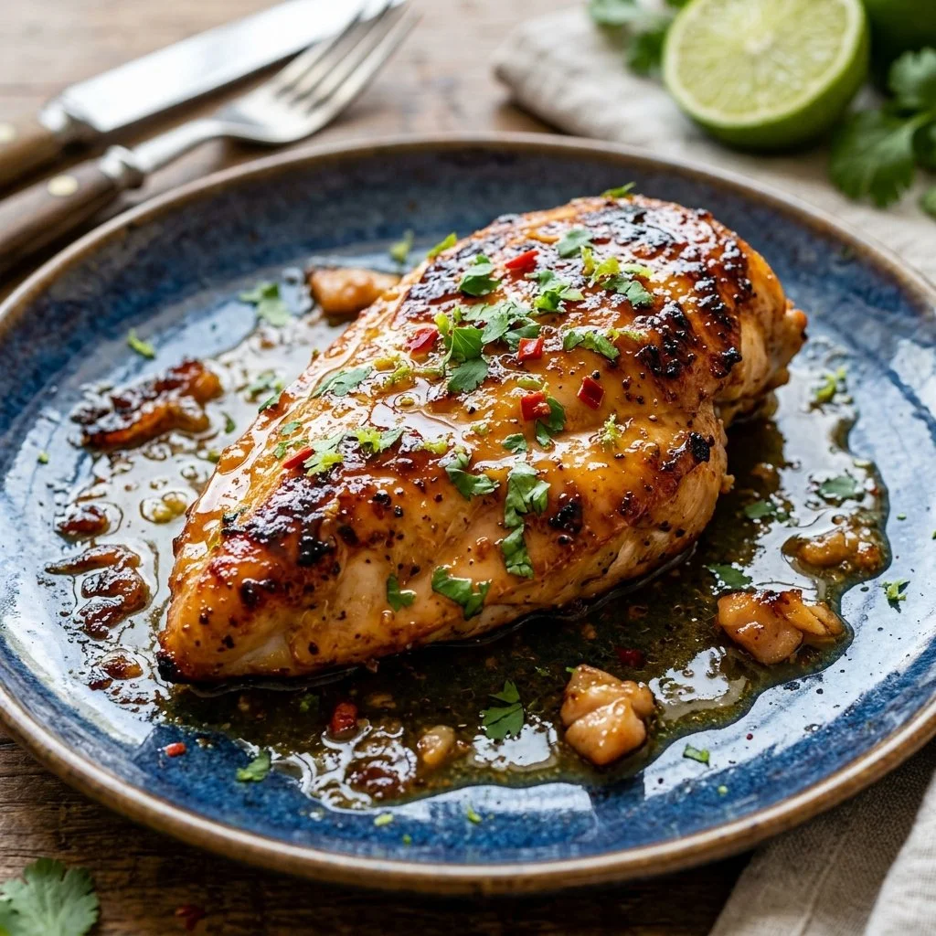Grilled Honey Lime Chicken served with fresh veggies
