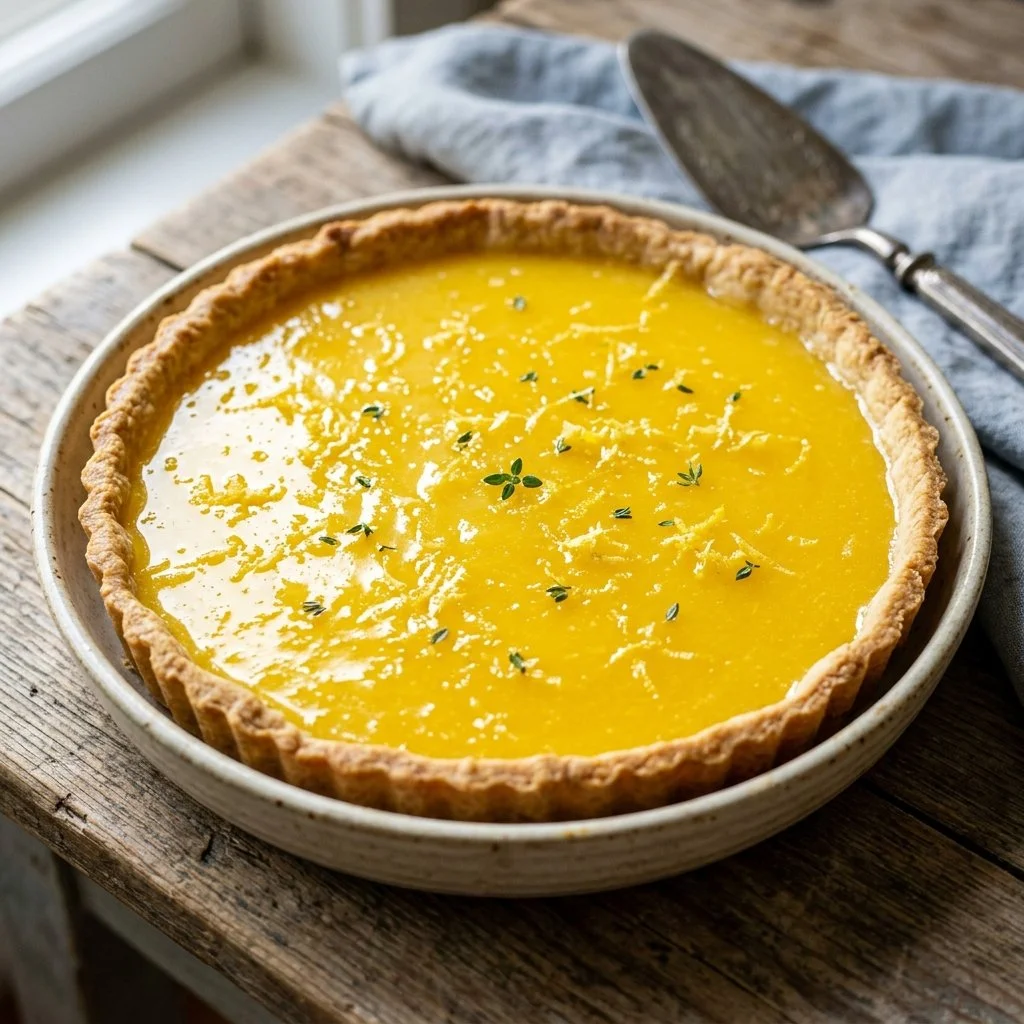 Delicious lemon curd tart with a golden crust and vibrant lemon filling