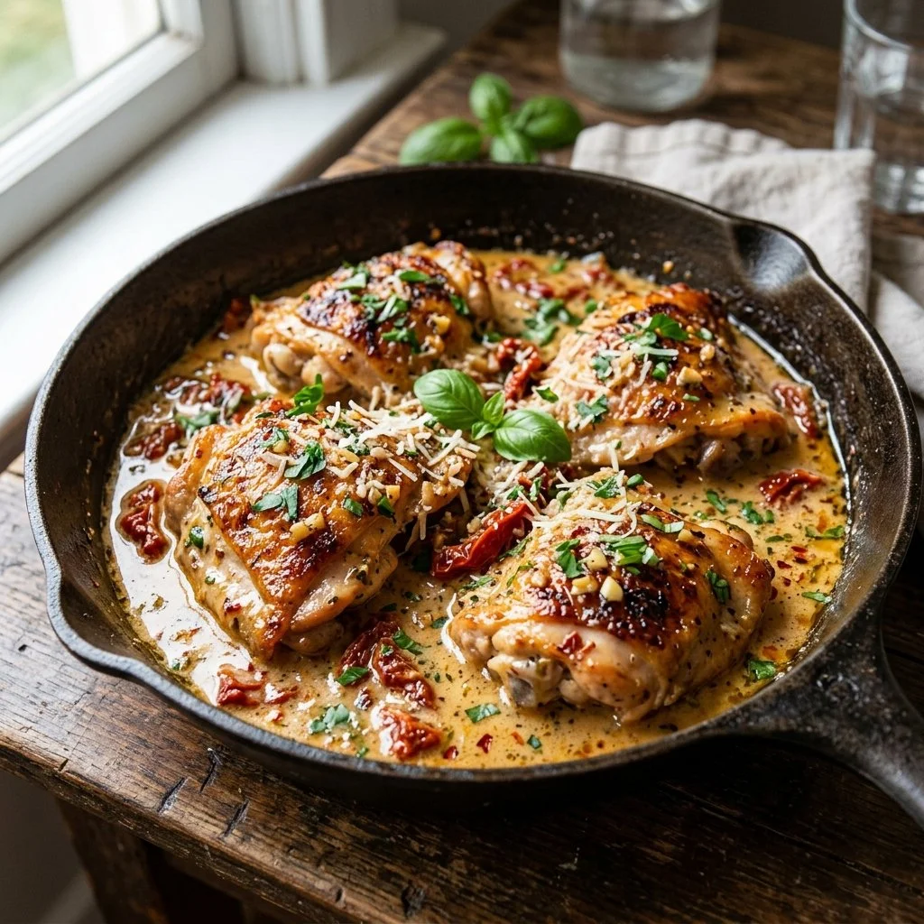 Delicious Marry Me Chicken served with creamy sauce and garnished with herbs