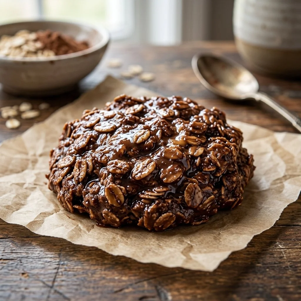 Delicious no bake cookies on a plate ready to enjoy.