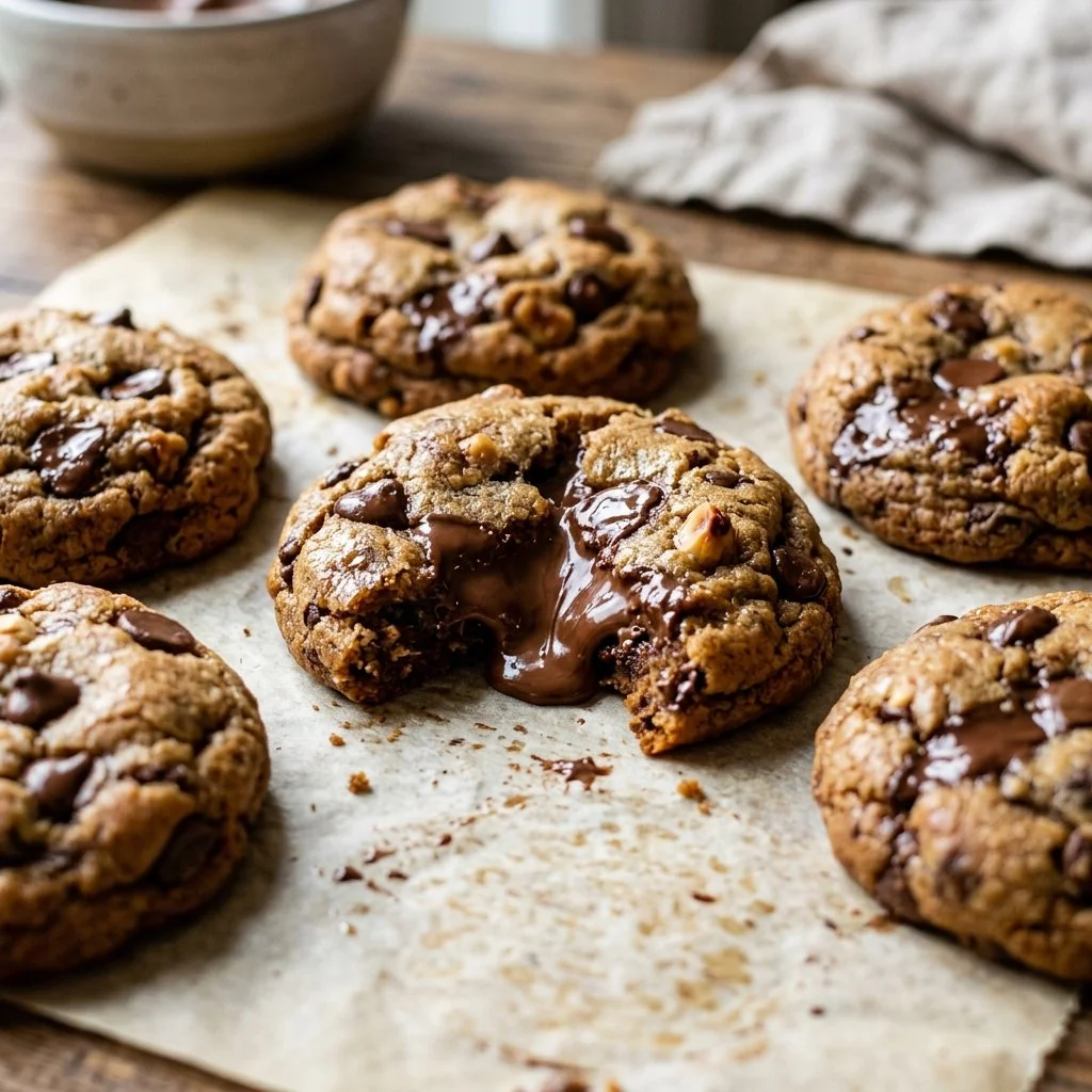 Decadent Nutella stuffed cookies fresh out of the oven
