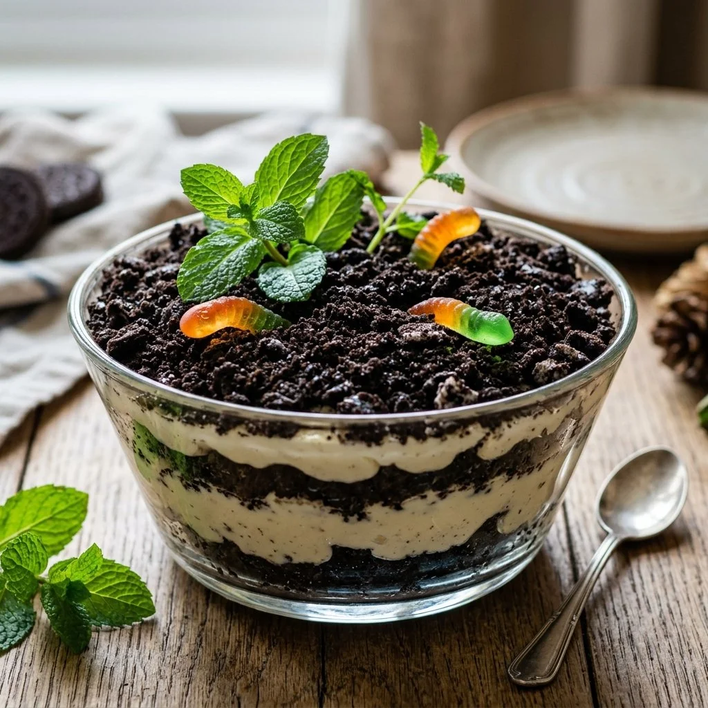 Delicious Oreo Dirt Cake with chocolate layers and crushed Oreo topping
