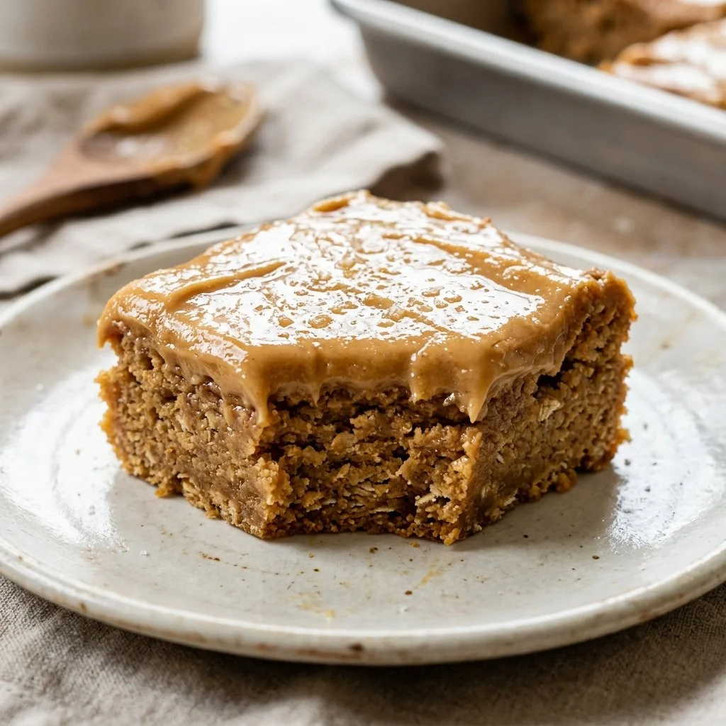 Delicious homemade peanut butter bars topped with chocolate and nuts.