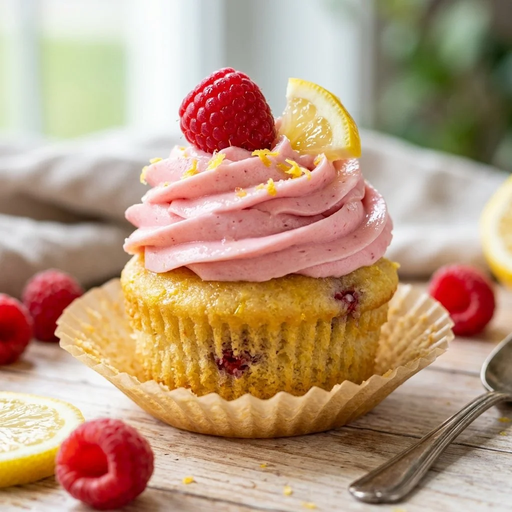 Delicious Raspberry Lemonade Cupcakes with vibrant raspberry frosting