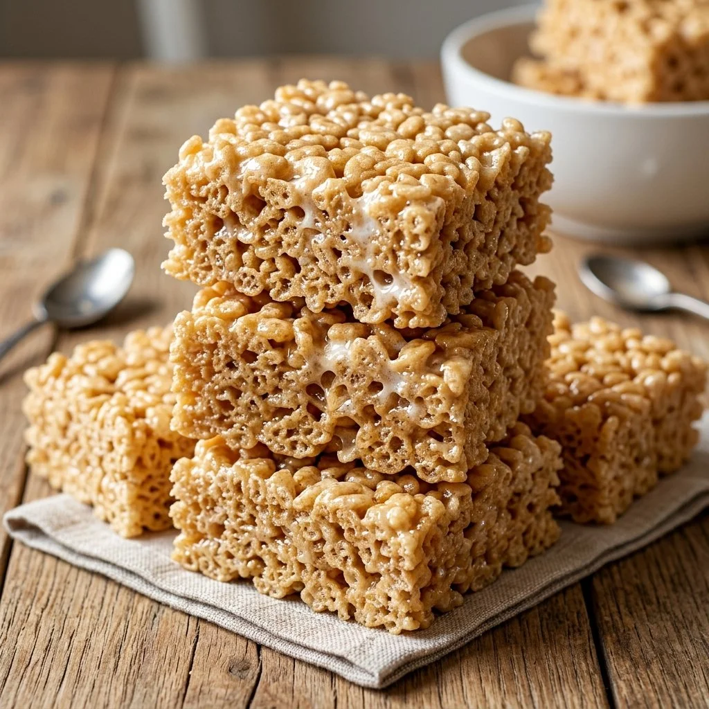 Homemade Rice Krispie Treats with marshmallows and butter