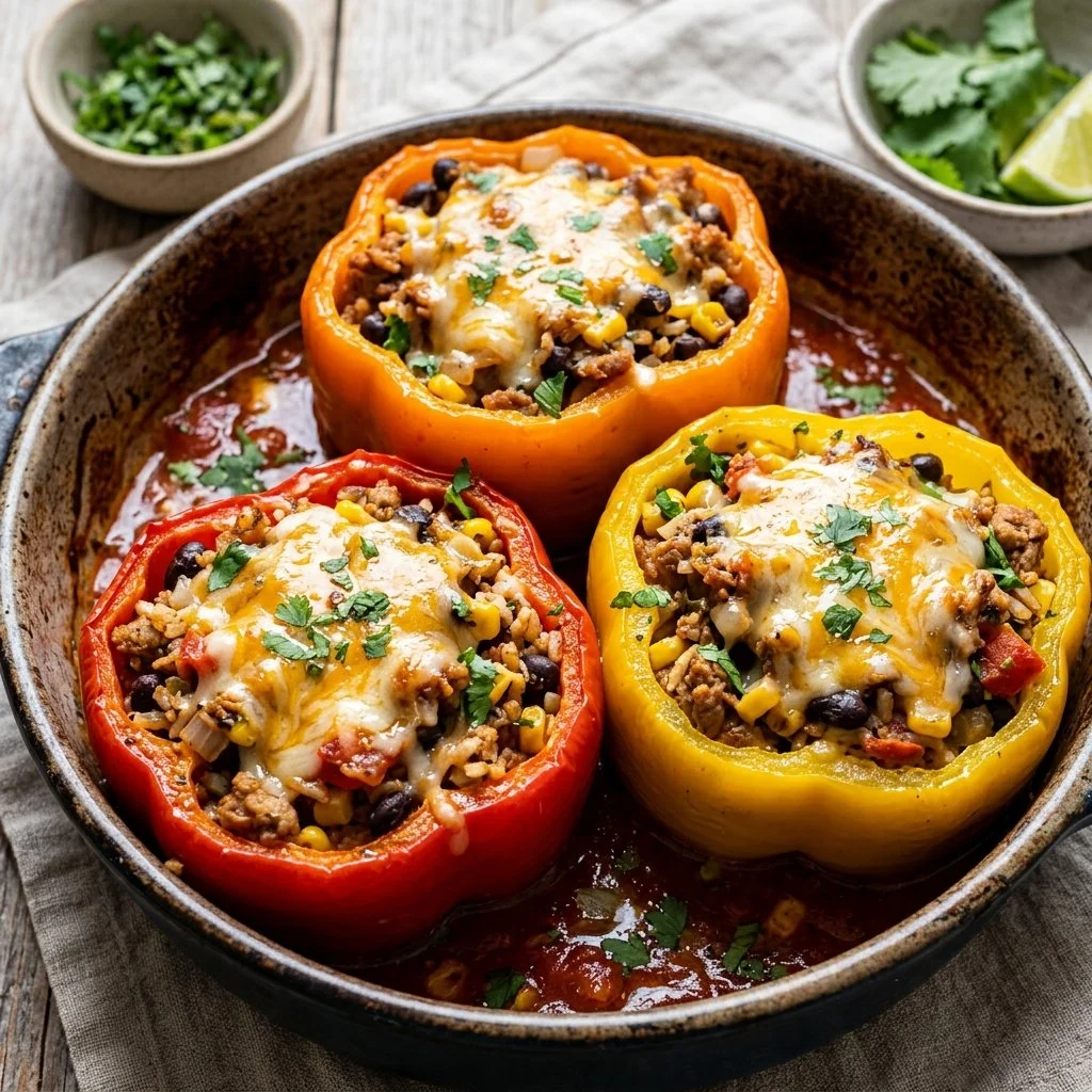 Delicious Turkey Stuffed Peppers filled with herbs and spices