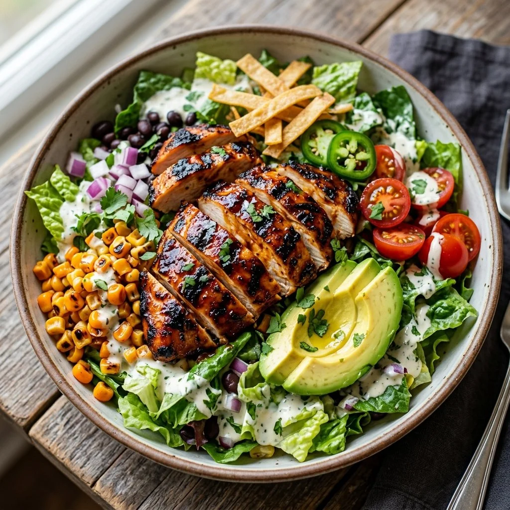 Delicious BBQ Chicken Salad with vibrant greens and grilled chicken