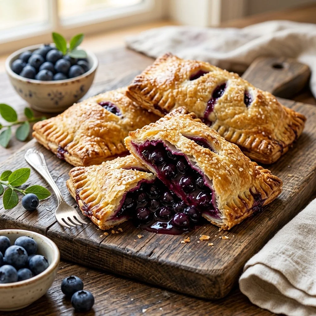 Delicious blueberry hand pies with flaky crust and fresh blueberries