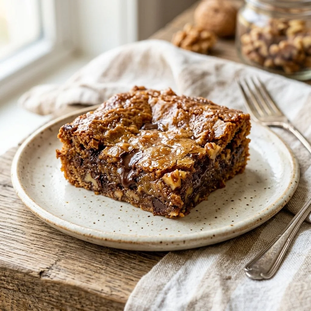 Delicious homemade brown butter blondies on a cooling rack