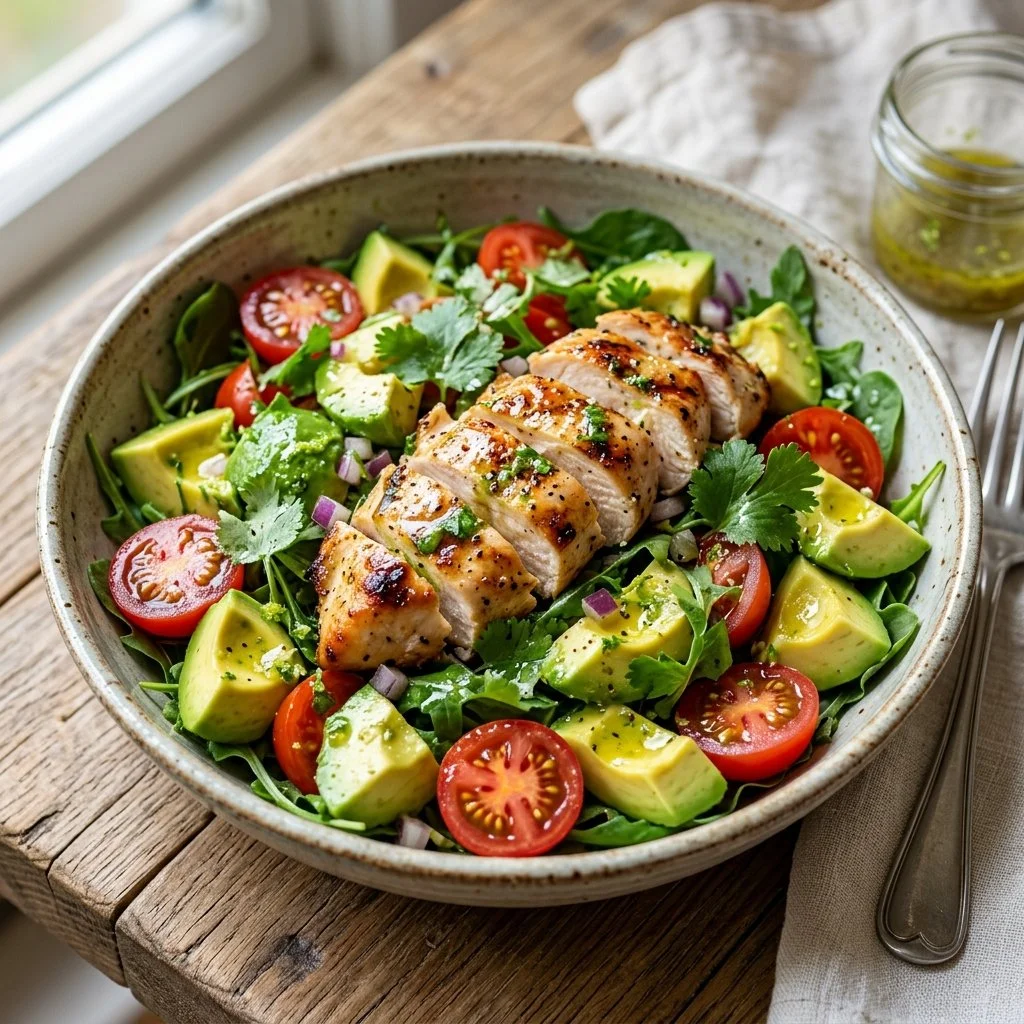 Chicken Avocado Lime Salad with fresh ingredients and vibrant colors