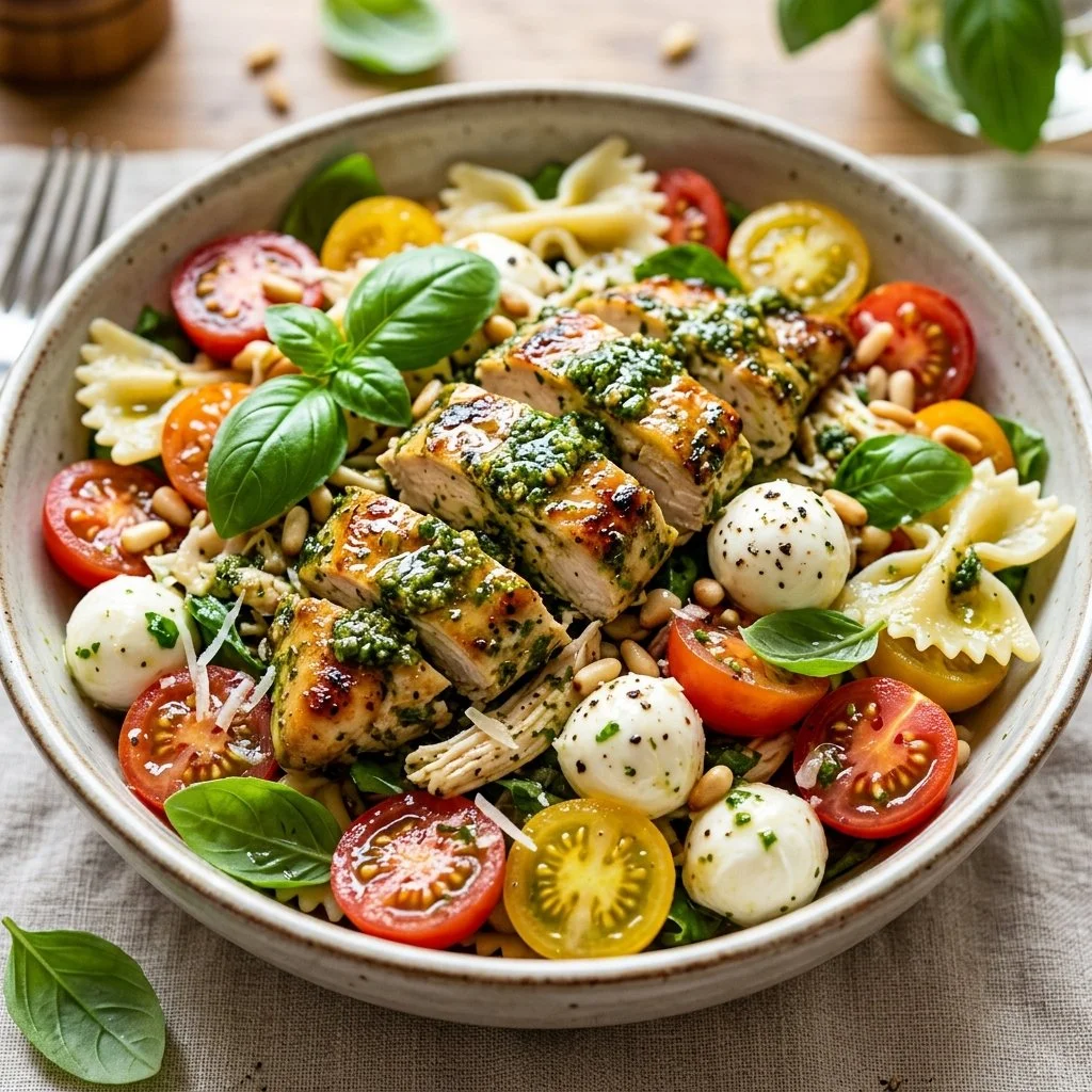Delicious Chicken Pesto Salad with fresh ingredients and vibrant colors