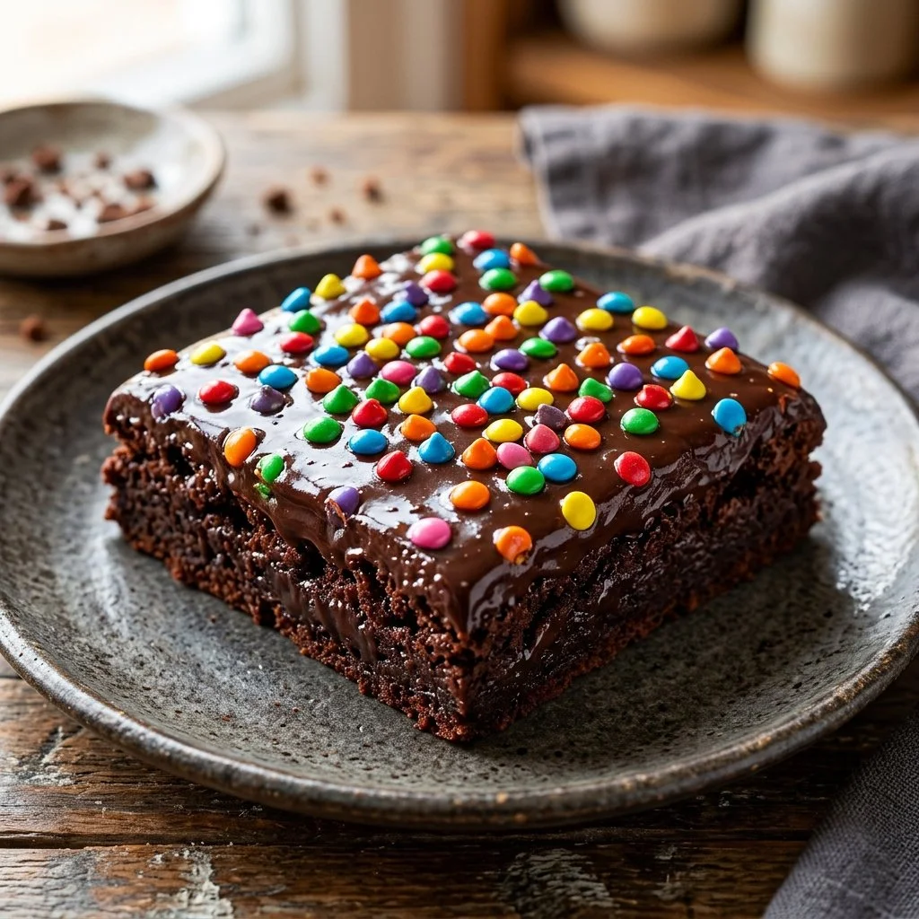 Delicious homemade Copycat Cosmic Brownies with chocolate and colorful sprinkles