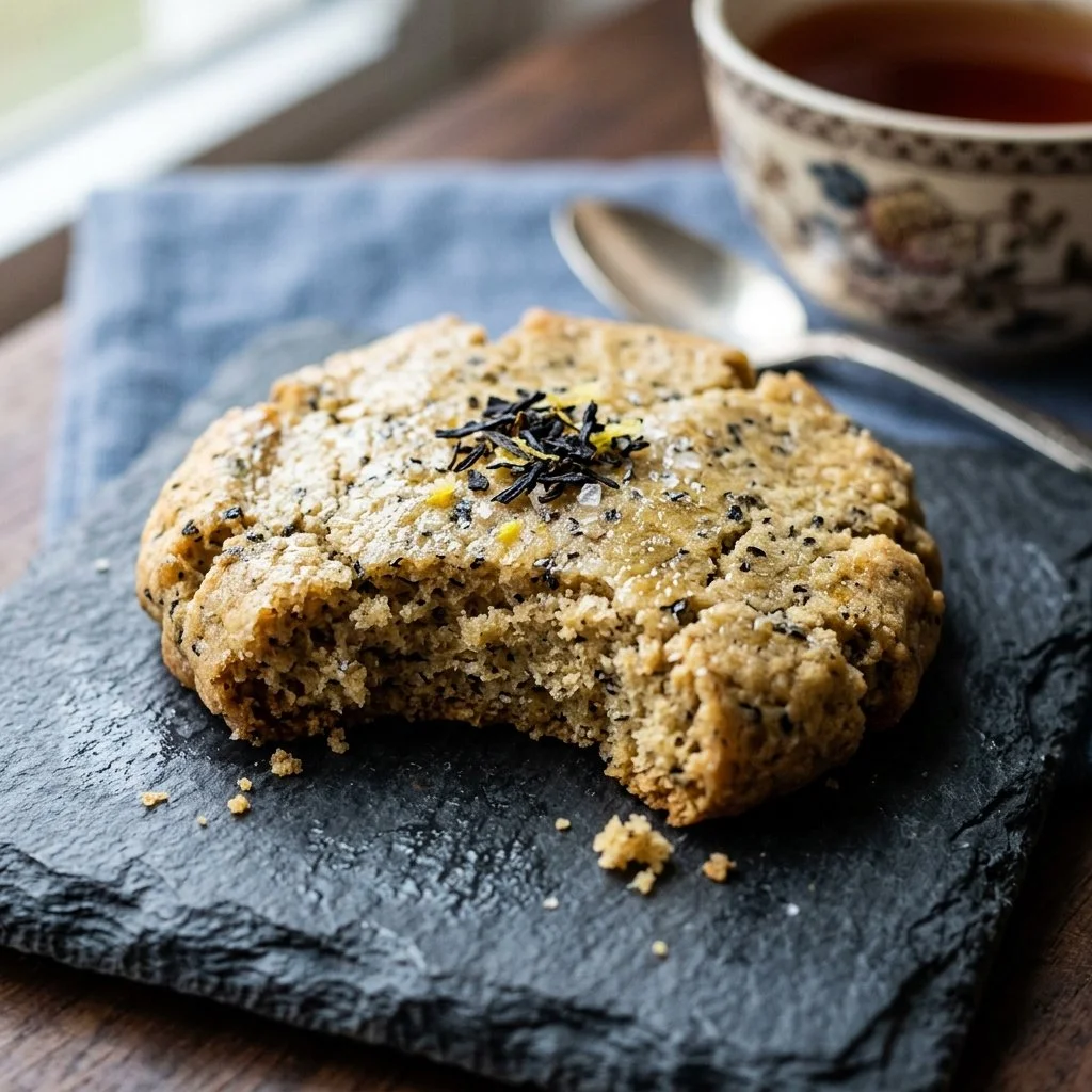 Delicious Earl Grey Shortbread cookies on a plate with tea.