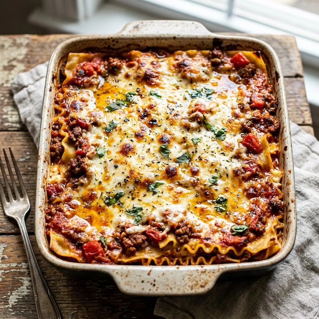 High protein lasagna with rich layers and healthy ingredients