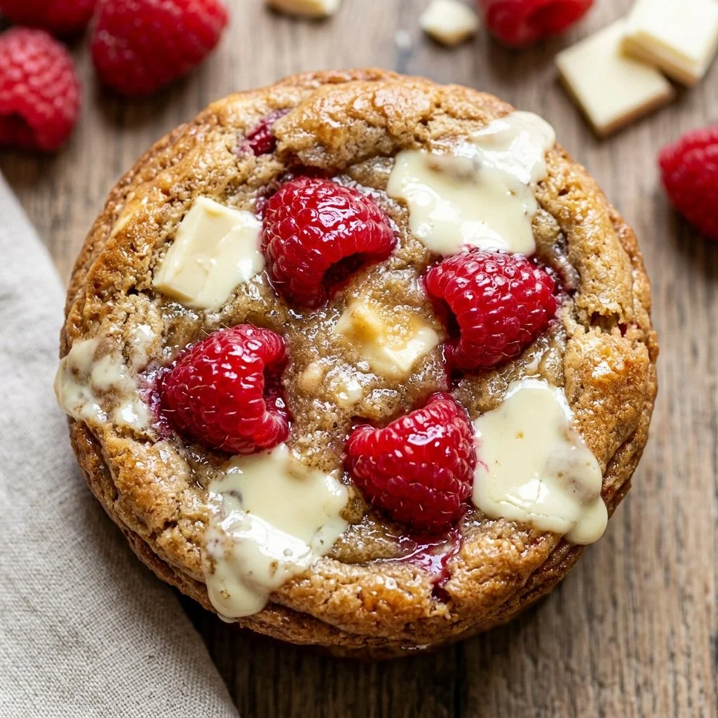 Freshly baked Raspberry White Chocolate Cookies cooling on a wire rack.