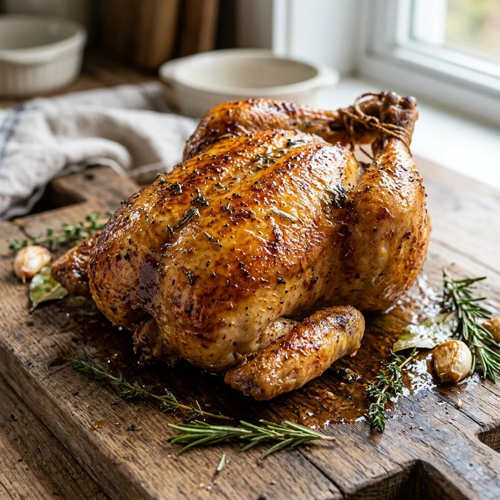 Delicious rotisserie chicken served with sides, perfect for quick meals