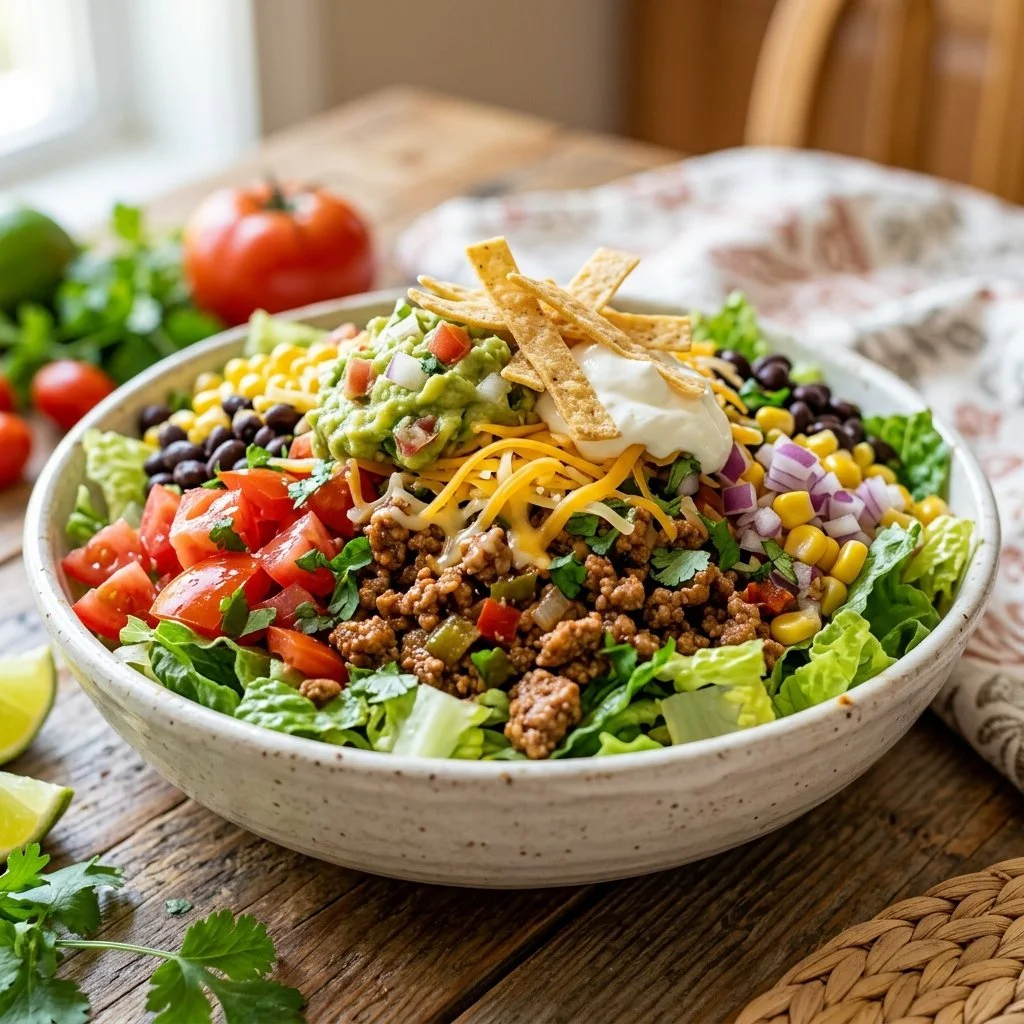 Delicious Turkey Taco Salad with fresh toppings and vibrant ingredients